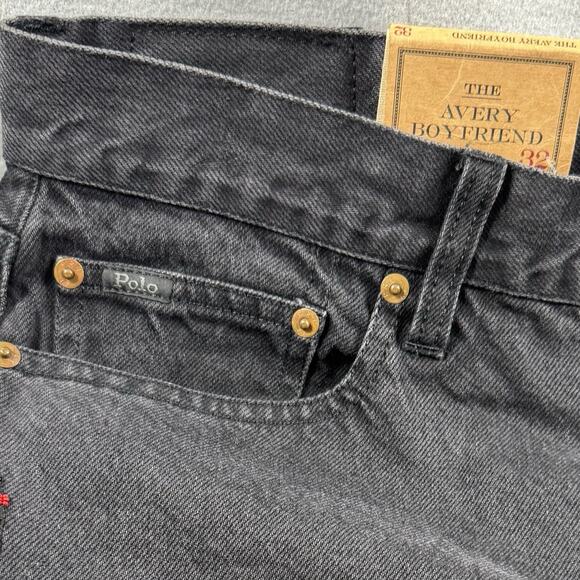 Polo Ralph Lauren Beaded Southwestern Avery Boyfriend Jeans Black 32R Aztec Boho - Picture 7 of 16